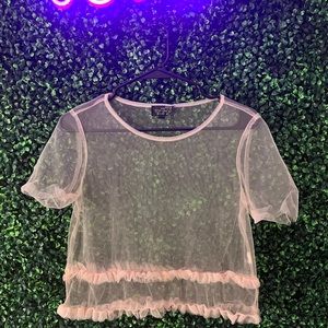 Top Shop Pink Sheer Shirt -petite